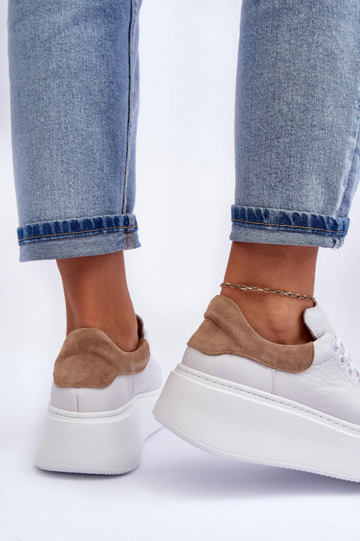 Dames sportschoenen Leer met platform Initte kleur Lemar 10150 Dames sportschoenen Leer met platform Initte kleur Lemar 10150