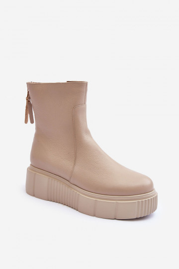 Damenstiefel mit einer Plattform Beige Lemar Jenefer
