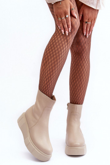 Bottes pour femmes avec une plateforme beige Lemar Jenefer 2