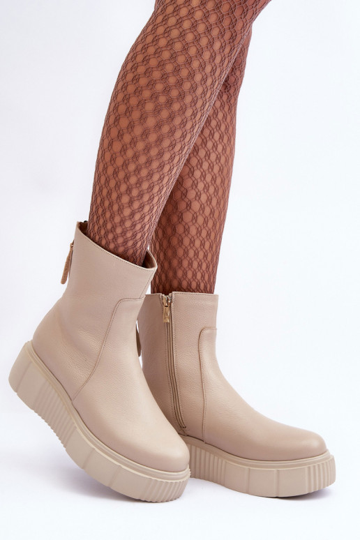 Bottes pour femmes avec une plateforme beige Lemar Jenefer