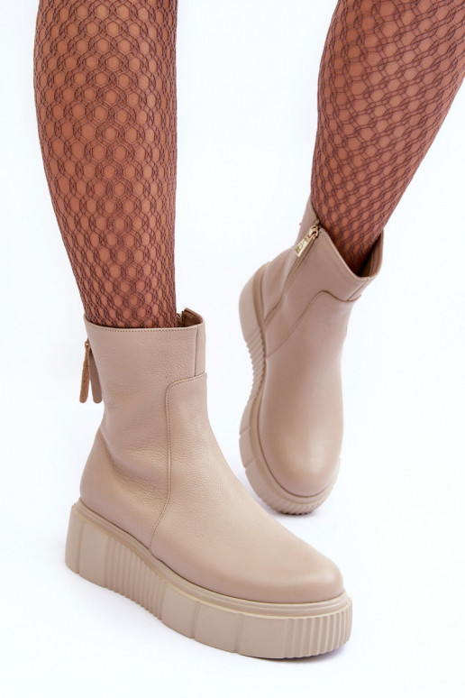 Bottes pour femmes avec une plateforme beige Lemar Jenefer