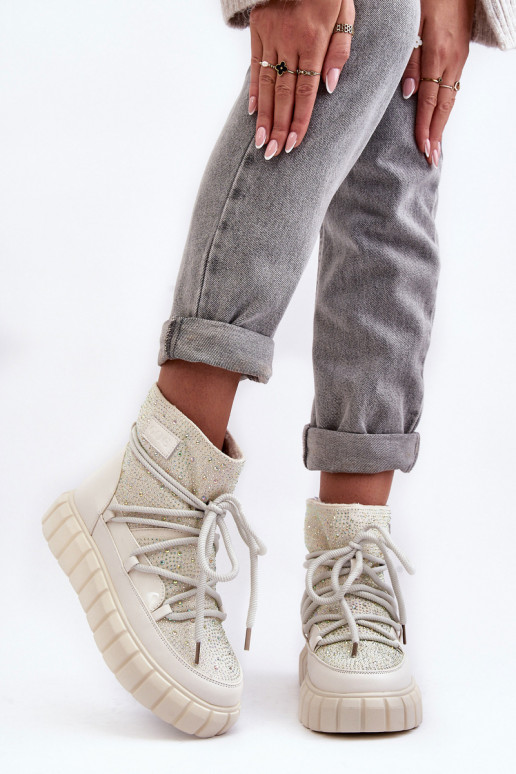 opInarmen SneeuIn laarzen Versierd Met strass steentjes GOE MM2N4081 beige opInarmen SneeuIn laarzen Versierd Met strass steentjes GOE MM2N4081 beige