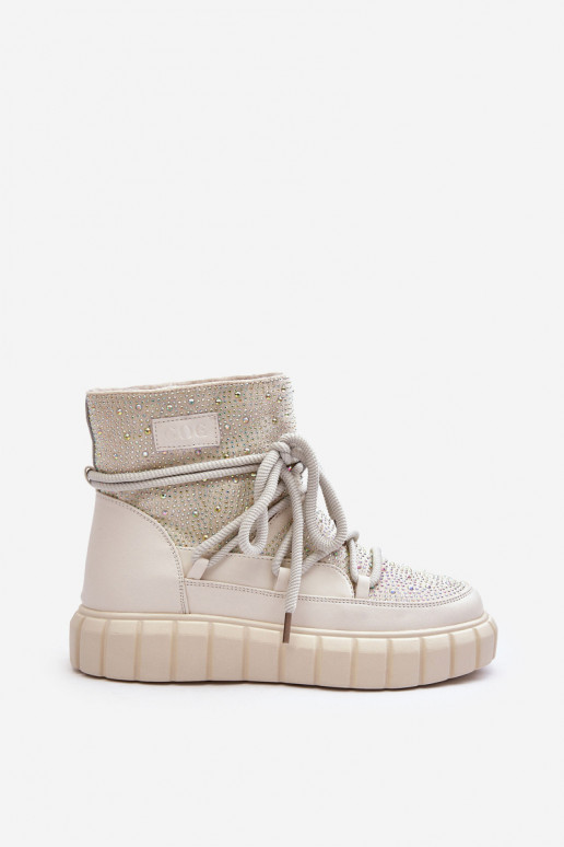 opInarmen SneeuIn laarzen Versierd Met strass steentjes GOE MM2N4081 beige opInarmen SneeuIn laarzen Versierd Met strass steentjes GOE MM2N4081 beige