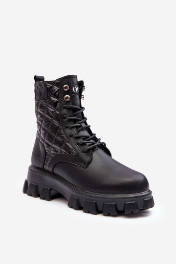 Peau Bottines de travail avec des talons larges GOE MM2N4021 couleur noire 2