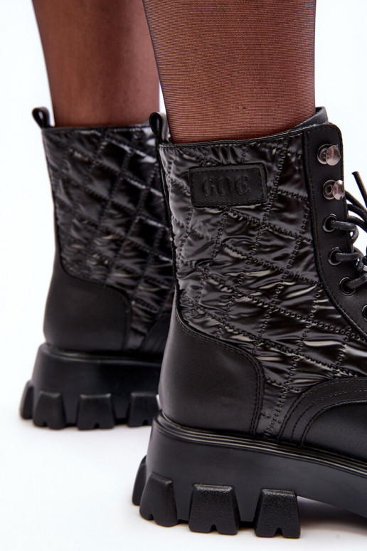 Haut Arbeitsstiefeletten mit breiten Absätzen GOE MM2N4021 schZuarze Farbe Haut Arbeitsstiefeletten mit breiten Absätzen GOE MM2N4021 schZuarze Farbe