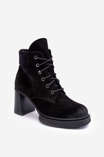 Bottes en daim avec des lacets avec des talons couleur noire Lemar Flomes 2
