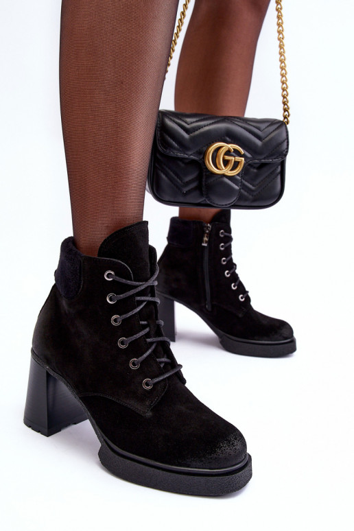 Stiefel aus INildleder mit Schnürsenkeln mit Absätzen schZuarze Farbe Lemar Flomes