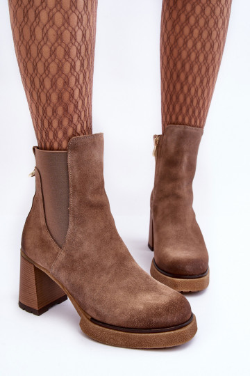 Bottines à talons en daim marron Lemar Liresa