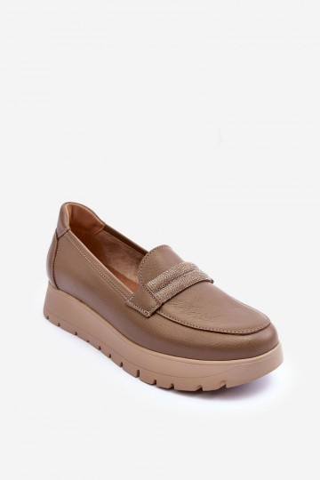Leren schoenen met platform en ornamenten zandkleurig Lemar Lehira 2
