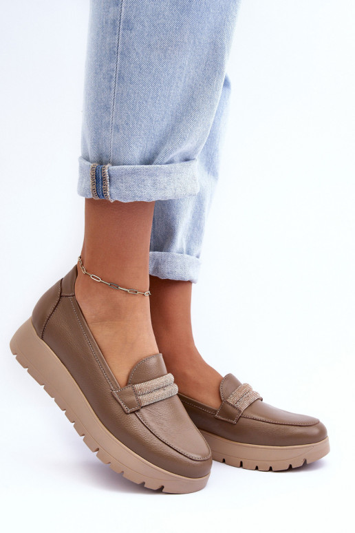 Peau chaussures avec une plateforme avec des ornements beige Lemar Lehira Peau chaussures avec une plateforme avec des ornements beige Lemar Lehira