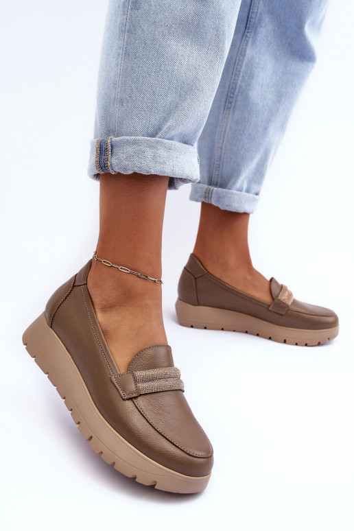 Peau chaussures avec une plateforme avec des ornements beige Lemar Lehira Peau chaussures avec une plateforme avec des ornements beige Lemar Lehira