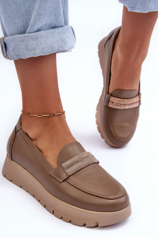 Leer schoenen met platform met ornamenten beige Lemar Lehira Leer schoenen met platform met ornamenten beige Lemar Lehira