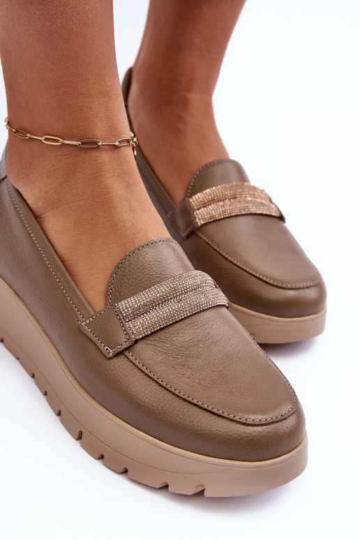 Leer schoenen met platform met ornamenten beige Lemar Lehira Leer schoenen met platform met ornamenten beige Lemar Lehira