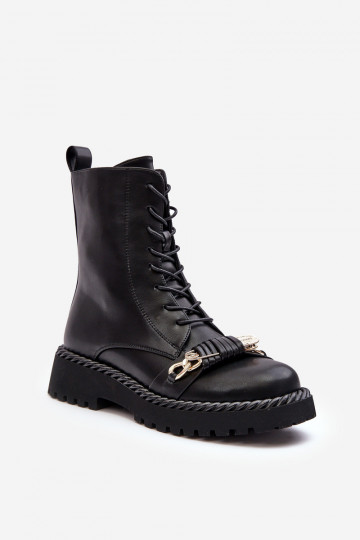 Bottes pour femmes bottes d équitation hautes avec des ornements couleur noire S.Barski MR870-68