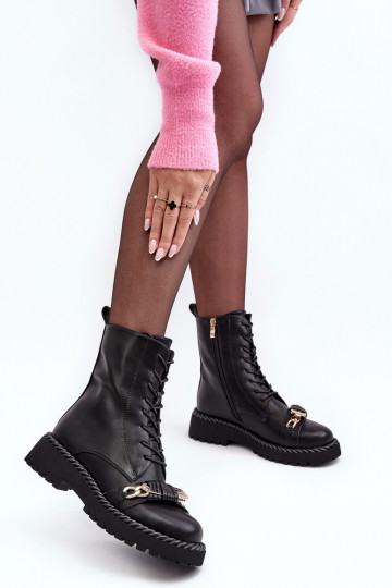 Bottes pour femmes bottes d équitation hautes avec des ornements couleur noire S.Barski MR870-68 2