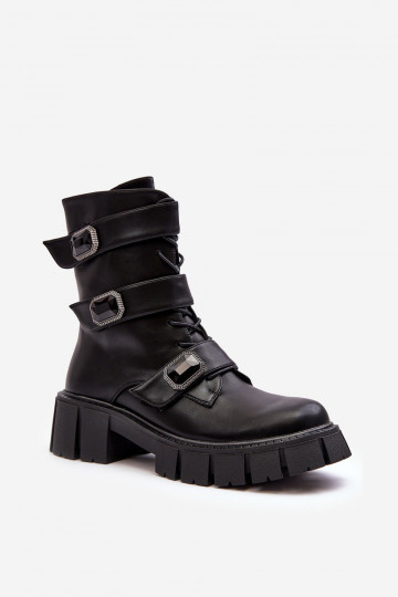 bottes d équitation hautes Bottines femme en cuir naturel couleur noire S.Barski MR870-62 2