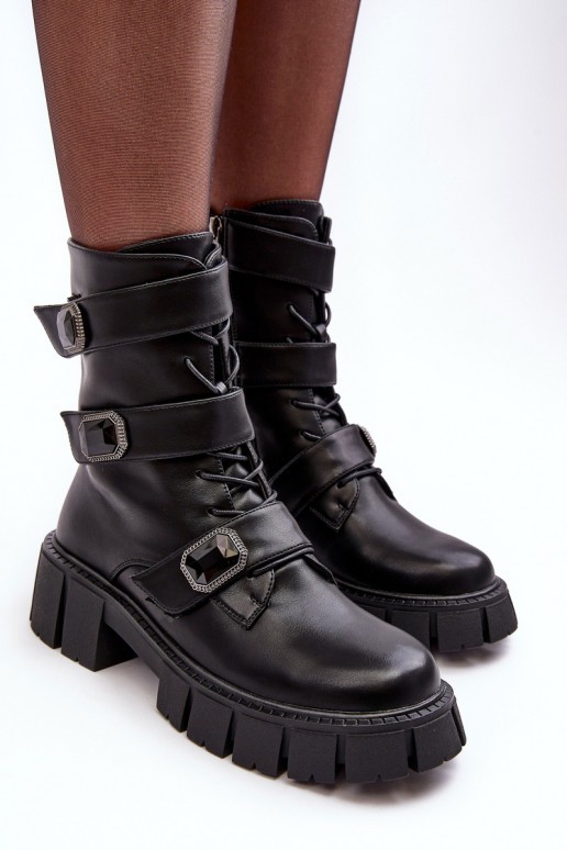 bottes d équitation hautes Bottines femme en cuir naturel couleur noire S.Barski MR870-62 bottes d équitation hautes Bottines femme en cuir naturel couleur noire S.Barski MR870-62