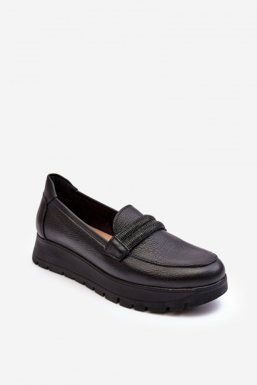 Peau chaussures avec une plateforme avec des ornements couleur noire Lemar Lehira 2