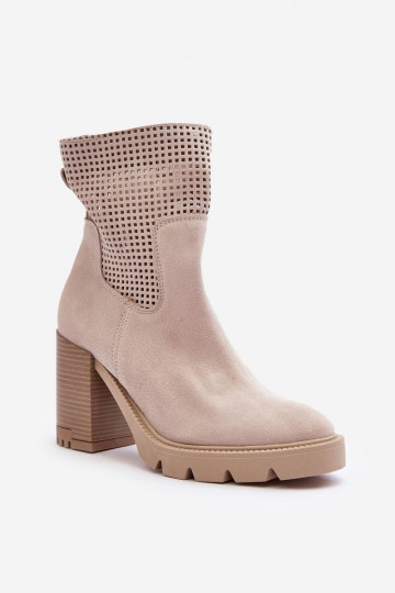 Daim ajouré Bottes pour femmes couleur ivoire LeÀski 3386 2