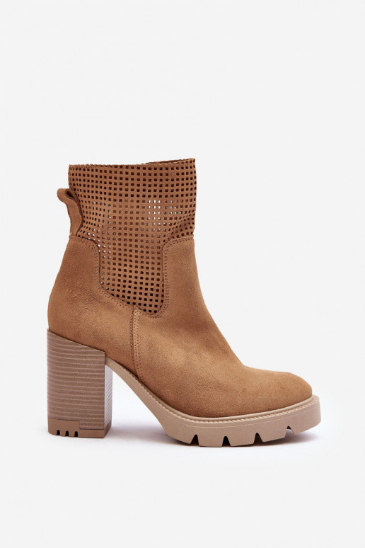 Durchbrochenes INildleder Damenstiefel braune Farbe LeZuski 3386 Durchbrochenes INildleder Damenstiefel braune Farbe LeZuski 3386