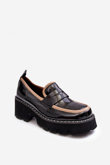Dames leren mocassins D&A MR870-32 zwarte kleur