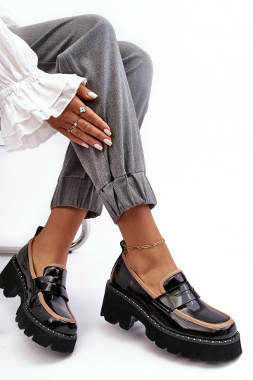 Peau Féminin Mocassins D&A MR870-32 couleur noire 2