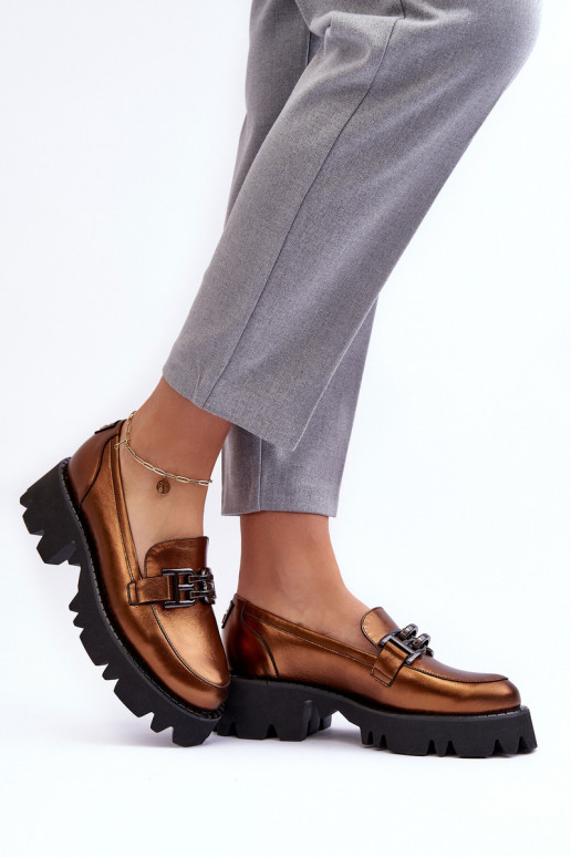 Féminin Peau chaussures Mocassins avec des ornements Laura Messi 2699 couleur dorée