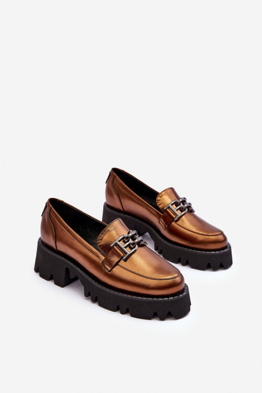 Féminin Peau chaussures Mocassins avec des ornements Laura Messi 2699 couleur dorée