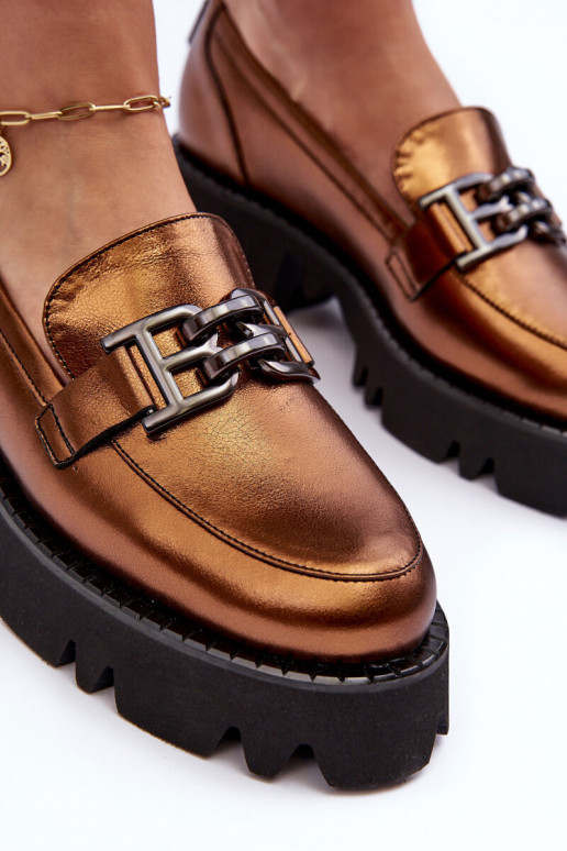 Féminin Peau chaussures Mocassins avec des ornements Laura Messi 2699 couleur dorée