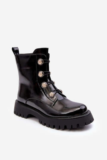 Féminin réchauffer Bottes Avec des décorationsi Guzikami D&A MR870-51 couleur noire 2