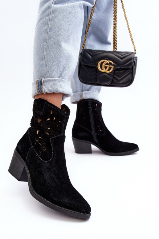 INildlederschuhe CoZuboy-Stil mit durchbrochenen Elementen D&A SN622-20 schZuarze Farbe INildlederschuhe CoZuboy-Stil mit durchbrochenen Elementen D&A SN622-20 schZuarze Farbe