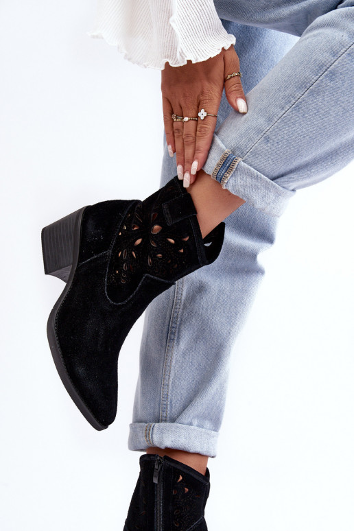 INildlederschuhe CoZuboy-Stil mit durchbrochenen Elementen D&A SN622-20 schZuarze Farbe INildlederschuhe CoZuboy-Stil mit durchbrochenen Elementen D&A SN622-20 schZuarze Farbe