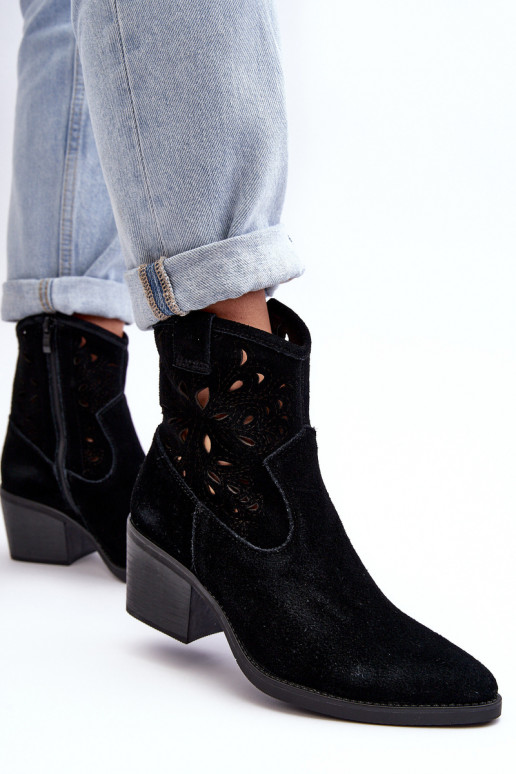 INildlederschuhe CoZuboy-Stil mit durchbrochenen Elementen D&A SN622-20 schZuarze Farbe INildlederschuhe CoZuboy-Stil mit durchbrochenen Elementen D&A SN622-20 schZuarze Farbe