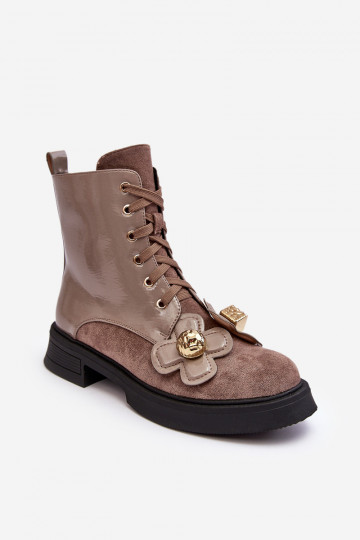 À la mode Féminin Bottes avec fermetures éclair avec de beaux détails D&A MR870-76 gris-marron 2