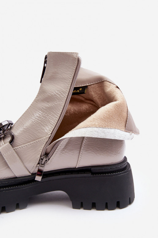 avec effet vernis Féminin Bottes avec fermetures éclair D&A MR870-94 couleur grise avec effet vernis Féminin Bottes avec fermetures éclair D&A MR870-94 couleur grise