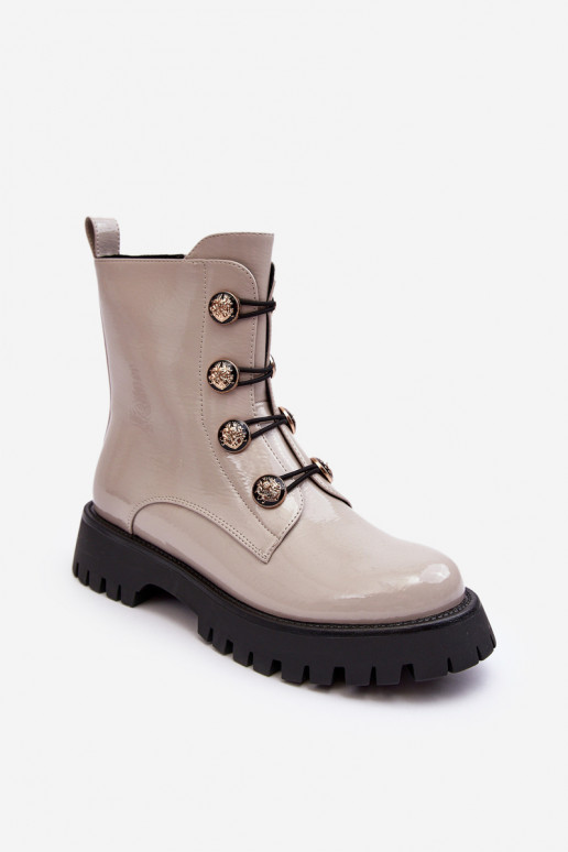 Feminin sich Zuarm laufen Stiefel Mit Dekorationeni Guzikami D&A MR870-51 elfenbeinfarbe Feminin sich Zuarm laufen Stiefel Mit Dekorationeni Guzikami D&A MR870-51 elfenbeinfarbe