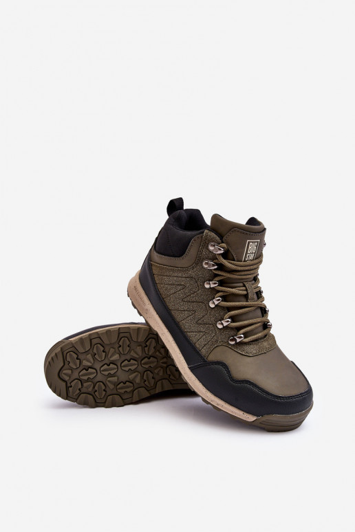 Feminin Beheizte INanderschuhe Khaki-Farbe Big Star MM274480 Feminin Beheizte INanderschuhe Khaki-Farbe Big Star MM274480