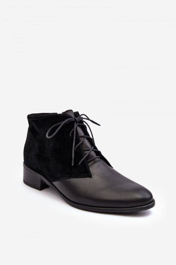 À la mode Féminin Bottes à lacets couleur noire Kefora 2
