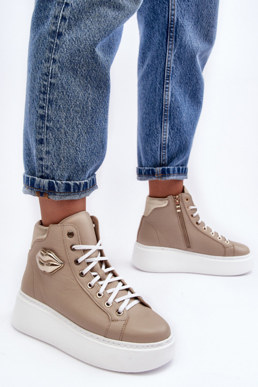 Freizeitschuhe Groß mit Reißverschlüssen Lemar Beige Katerin Freizeitschuhe Groß mit Reißverschlüssen Lemar Beige Katerin