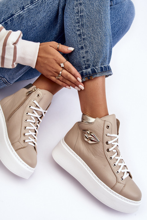 Chaussures de loisirs Grand avec fermetures éclair Lemar beige Katerin Chaussures de loisirs Grand avec fermetures éclair Lemar beige Katerin