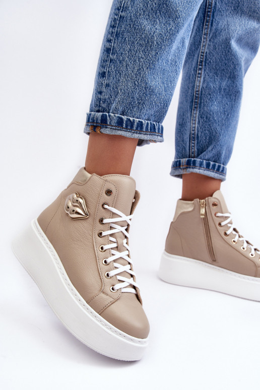 Vrijetijdsschoenen Hoog met ritssluitingen Lemar beige Katerin Vrijetijdsschoenen Hoog met ritssluitingen Lemar beige Katerin