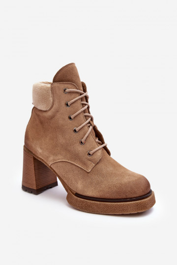 Bottes en daim avec des lacets avec des talons beige Lemar Flomes 2