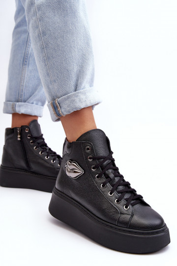 Chaussures de loisirs Grand avec fermetures éclair Lemar couleur noire Katerin
