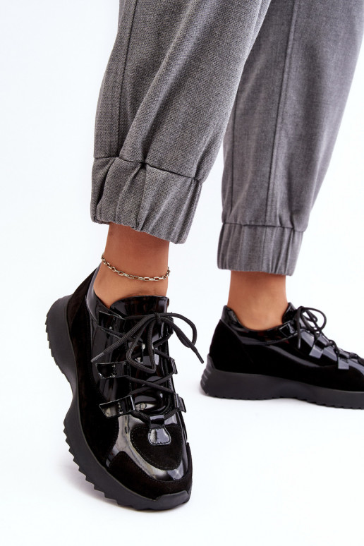 Leer met lakeffect sportschoenen Dames M01/2 Zazoo zInart Leer met lakeffect sportschoenen Dames M01/2 Zazoo zInart