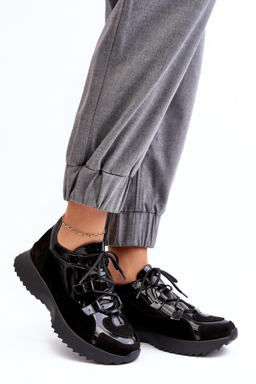 Leer met lakeffect sportschoenen Dames M01/2 Zazoo zInart Leer met lakeffect sportschoenen Dames M01/2 Zazoo zInart