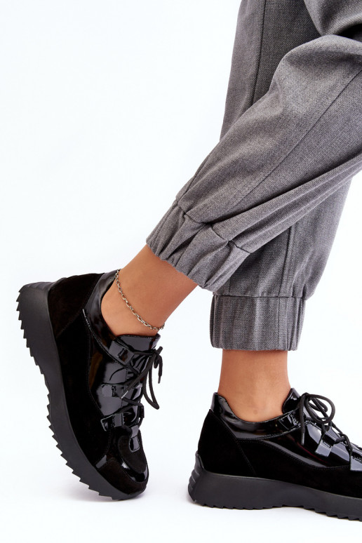 Leer met lakeffect sportschoenen Dames M01/2 Zazoo zInart Leer met lakeffect sportschoenen Dames M01/2 Zazoo zInart