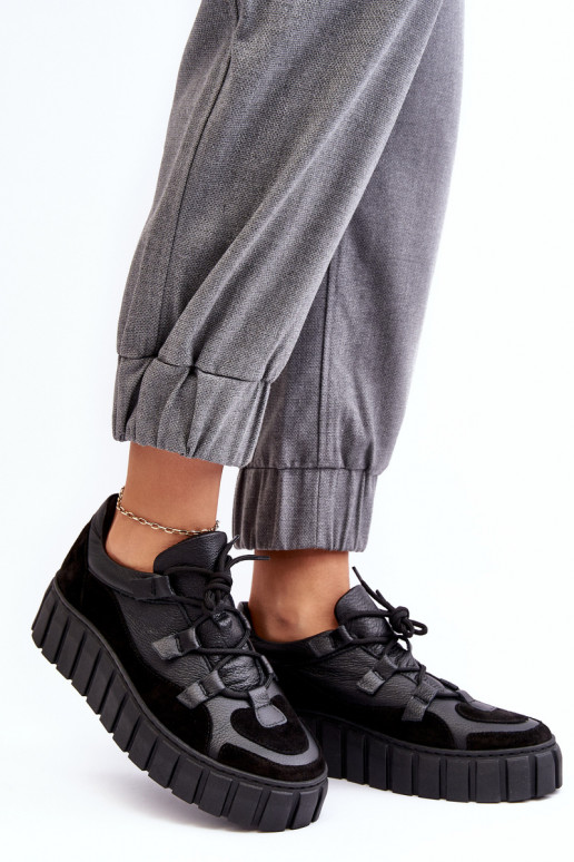 Féminin Peau baskets avec une plateforme M01/1 Zazoo couleur noire Féminin Peau baskets avec une plateforme M01/1 Zazoo couleur noire