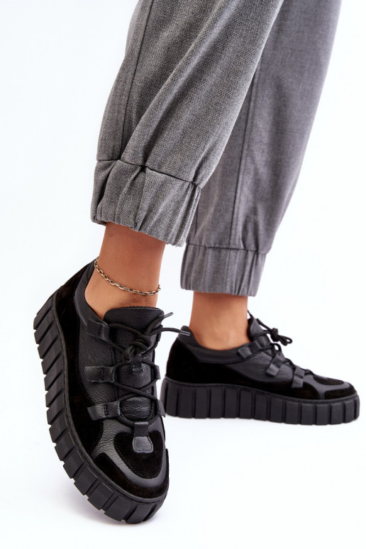 Féminin Peau baskets avec une plateforme M01/1 Zazoo couleur noire Féminin Peau baskets avec une plateforme M01/1 Zazoo couleur noire