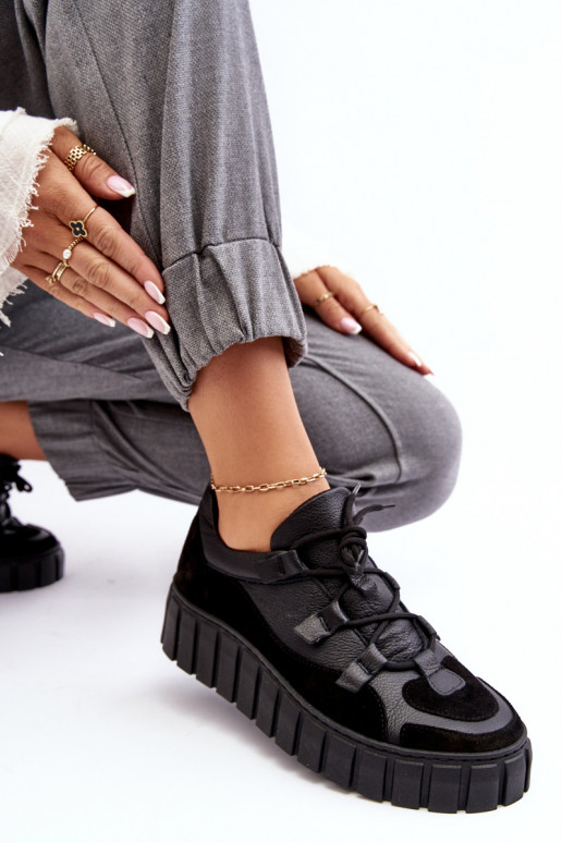 Féminin Peau baskets avec une plateforme M01/1 Zazoo couleur noire Féminin Peau baskets avec une plateforme M01/1 Zazoo couleur noire