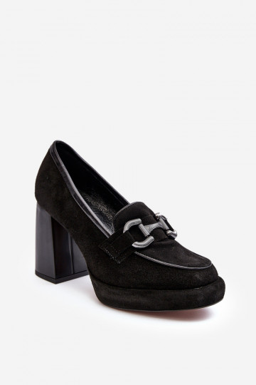 Peau Chaussures Sur un énorme poteau Laura Messi 2706 couleur noire 2